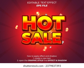 Texteffekt mit Hot Sale 3d bearbeitbarer Text. Vektorvorlage