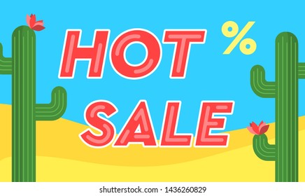 Hot sale vector banner with cactus and desert background 