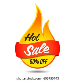 Hot sale vector flaming label sticker banner symbol template design tag