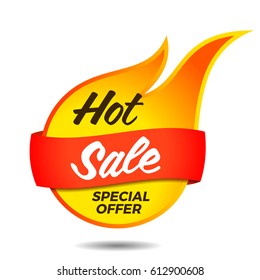 Hot Sale Vector Flaming Label Sticker Banner Symbol Template Design Tag