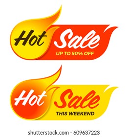 Hot sale vector flaming labels stickers banners symbols templates designs