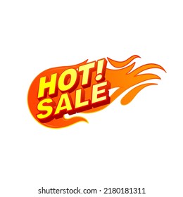 Hot Sale vector icon. Flat promotion fire banner, price tag, hot sale, offer, price. Isolated on a white background