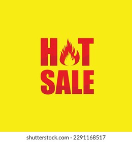 Hot sale vector logo with flame icon. Discount banner with offer badge. creative concept of sale tag. Special offer sale template design.