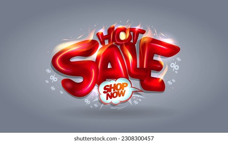 Hot sale vector web banner or poster vector template with 3D shiny and burning letters