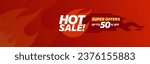 Hot sale web banner template. Price offer deal vector labels 50% off.