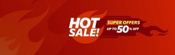 Hot Sale Web Banner Template. Price Offer Deal Vector Labels 50% Off.