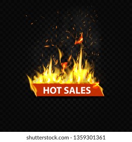 Hot sales, flaming web banner, button