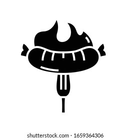 Hot sasauges black icon, concept illustration, vector flat symbol, glyph sign.