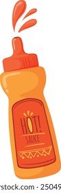 Hot sauce bottle cartoon icon. Sriracha spice isolated on white background