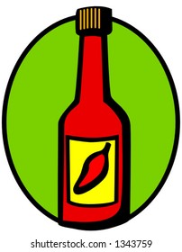 hot sauce bottle with a green background illustration