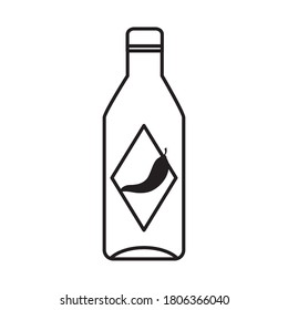 icono del frasco de salsa caliente sobre fondo blanco, estilo de línea, ilustración vectorial