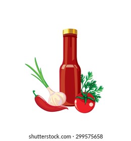 Hot sauce bottle illustration
