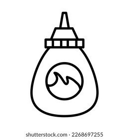 icono de línea de botella de salsa caliente aislado