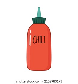 Hot sauce bottle vector. Chili sauce cartoon vector.