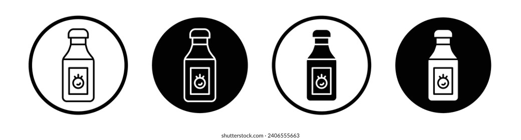 Hot sauce bottles icon set. hot dog ketchup bottle vector symbol in black filled and outlined style.