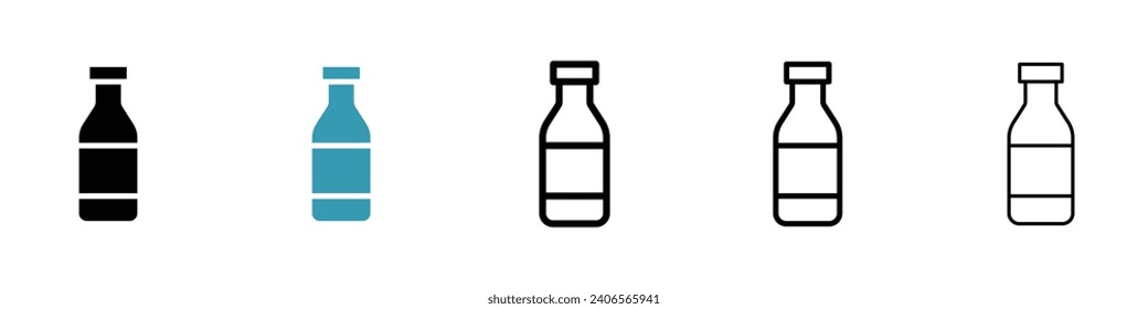 Botellas de salsa caliente conjunto de iconos vectoriales. Símbolo vectorial de botellas de ketchup de perro caliente para diseños de interfaz de usuario en color blanco y negro.