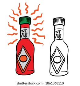 Hot Sauce Cartoon Illustration Doodle Isolated On White