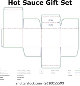 Hot Sauce Gift Set Packaging Die Cut Template Product Box Design Vector Blueprint Template For Food And Culinary Branding Projects