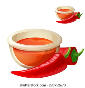 Hot sauce isolated on white background. Detailed Vector Icon. Series of food and drink and ingredients for cooking.