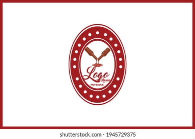 Hot Sauce, Ketchup Custom Logo, Template vector illustration designs Vector Icon Symbol Red Hotsauce emblem.