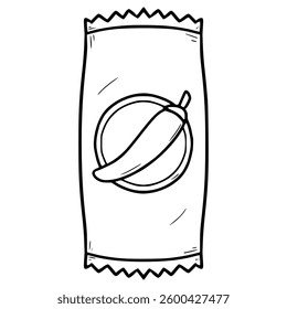 hot sauce sachet illustration hand drawn outline vector