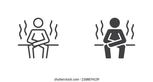 Hot Sauna Icon. Steam Room Line And Glyph Version, Outline And Filled Vector Sign. Linear And Full Pictogram. Symbol, Logo Illustration. Different Style Icons Set