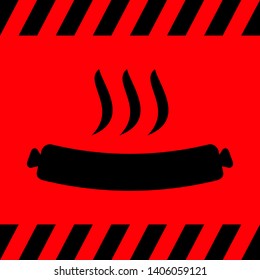 Hot sausage black on red background,vector illustration for design