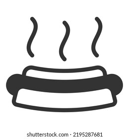 Hot sausage in dough, hot dog - icon, illustration on white background, glyph style