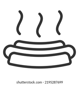 Hot sausage in dough, hot dog - icon, illustration on white background, outline style