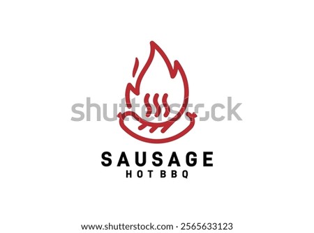 hot sausage with fire grill logo design concept