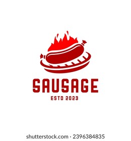 Hot sausage grill logo vector
