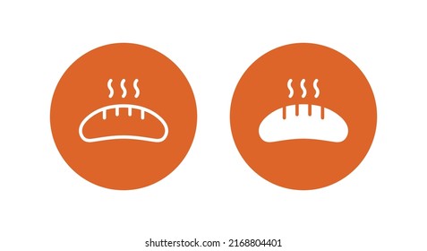 Hot sausage icon vector isolated on circle background