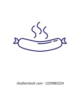Hot sausage line icon. Wiener, meal, bbq. Delicatessen concept. Vector illustration can be used for topics like cooking, Bavarian food, restaurant