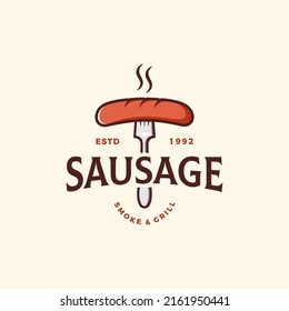 Hot sausage logo design vector illustration