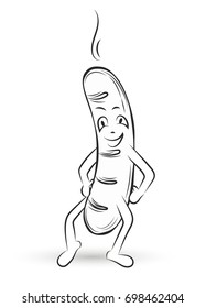 Hot sausage. Vector. Barbecue