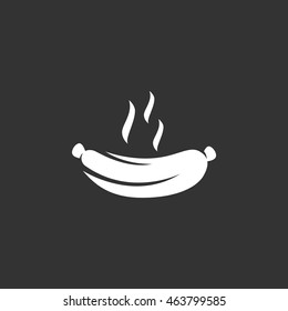 Hot Sausage vector logo isolated on a black background. 