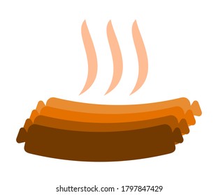 Hot sausages on white background, sign for design, vector illustration