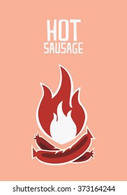 Hot Sausages. vector poster.