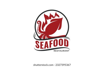 Vector de diseño del logotipo de la placa del restaurante de mariscos calientes