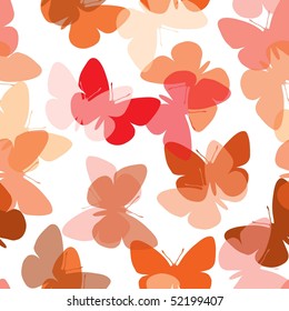 Hot seamless butterfly background on white