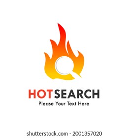 Hot search logo template illustration. there are fire with finder