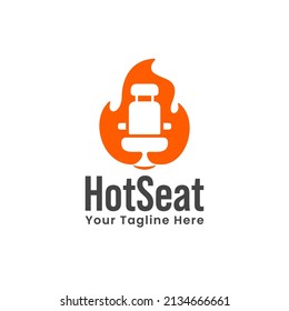 Hot Seat. Chair with Fire Flame Silhouette Illustration Logo