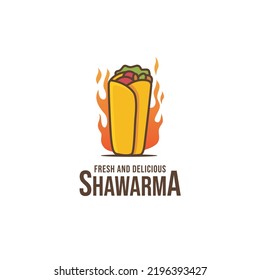 Plantilla de diseño de logotipo de shawarma caliente