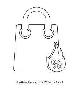 Hot Shopping Offer Icon Line Vector graphics