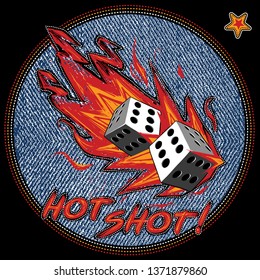 hot shot dice badge tee shirt graphic design