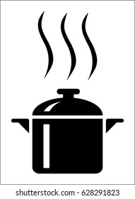 hot silhouette cooking pot icon over white background