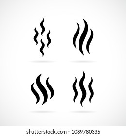 Hot smoke vector icon isolated on white background