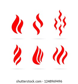 Hot smoke vector icon set isolated on white background