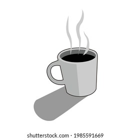 hot smoked coffee mug with shadow vector design