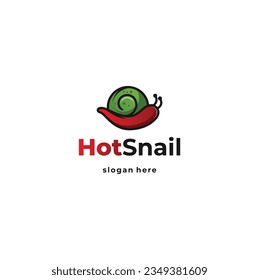 hot snail logo, chili snail logo design on isolated background